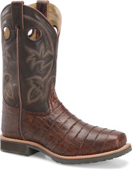 Chocolate Gator Double H Boot 12 Inch Wide Square ST Roper